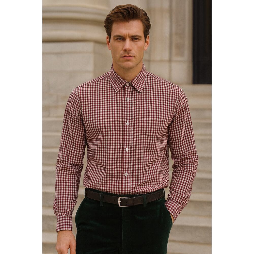 Zadig & Voltaire Truth Cotton Checked Long Sleeve Button-Up Shirt Red/White L